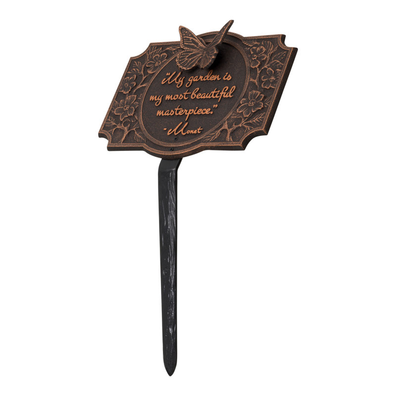 Monet Garden Butterfly Lawn Plaque, Oil-Rubbed Bronze, 35