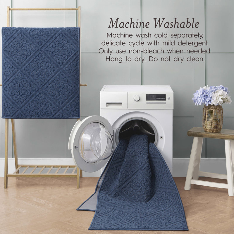 Austell Machine Woven Synthetic Area Rug in Blue, Runner 2'2" x 5'