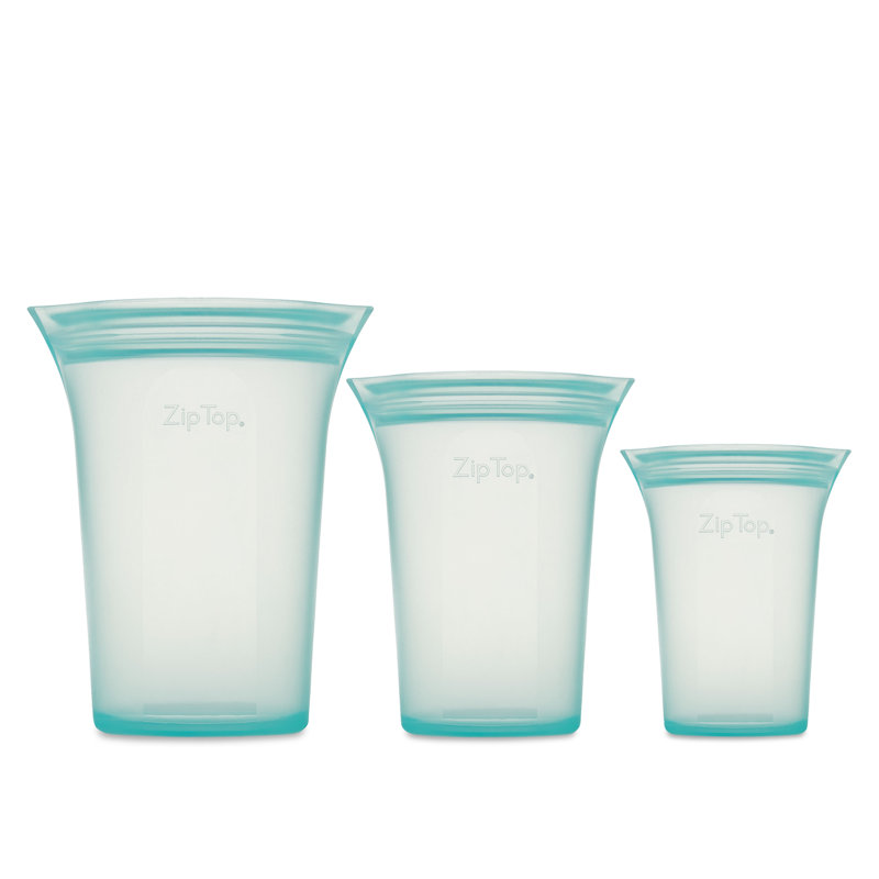 Zip Top Reusable Food Storage Bags | 3 Cup Set [Teal] | Microwave, Dishwasher and Freezer Safe, Teal