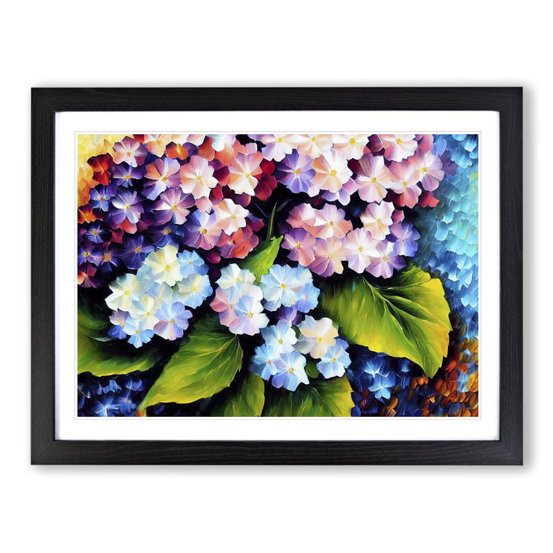 Hydrangea Flowers Vol.2 - Picture Frame Painting, Black, 25cm H x 34cm W x 2cm D