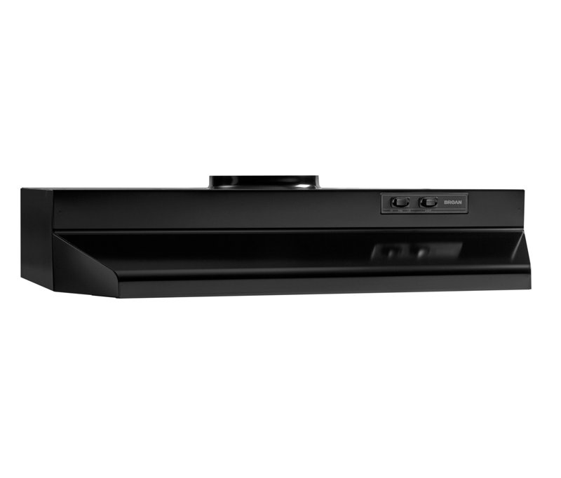 Broan-NuTone 30" Steel 190 CFM Ducted (Vented) Under Cabinet Range Hood with Mesh Filter, Black, 36"