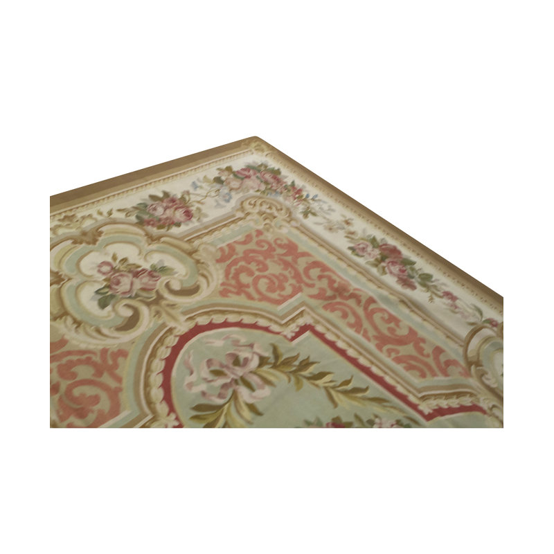 Wool Oriental Area Rug in Rose/Ivory