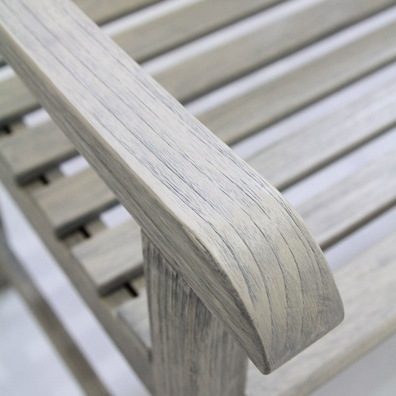 Banc de jardin d'extérieur en teck Schank, Gris patiné
