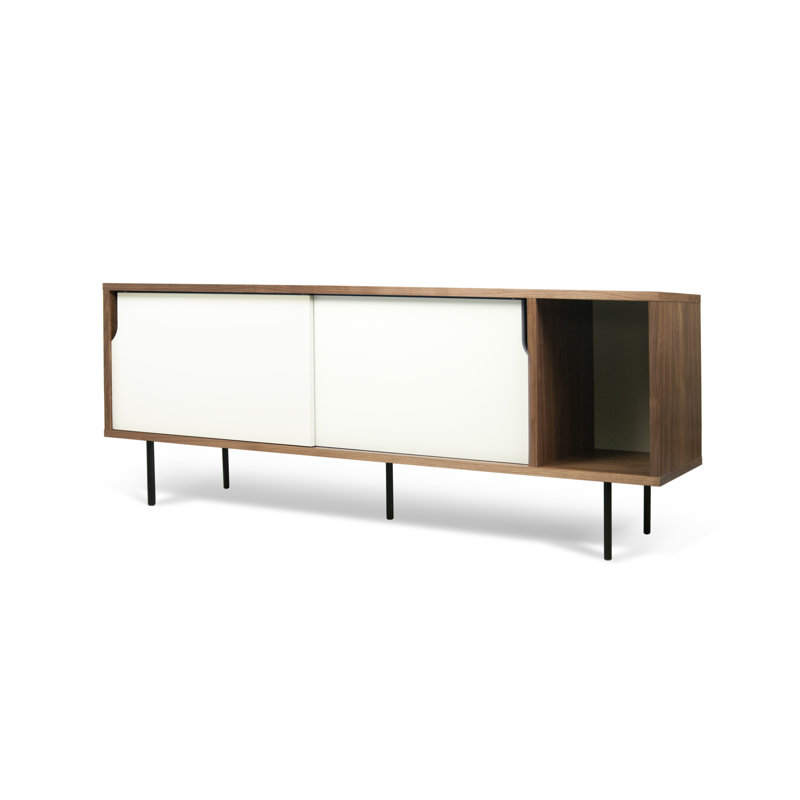 Adah 165cm Sideboard, Oak/White and Grey, Black Steel