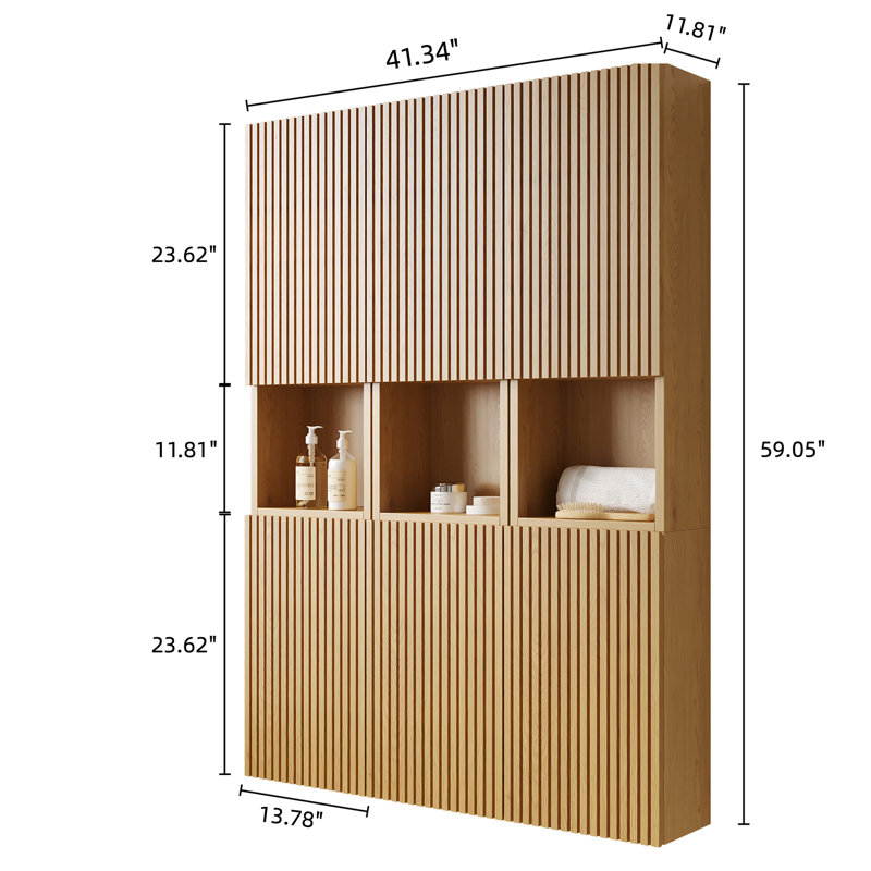 MITCH 41" Bathroom Wall Mounted Cabinet, Golden Oak