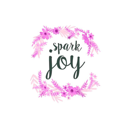 «Spark Joy», art textuel sur toile tendue