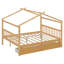 Lit double en bois pleine grandeur avec tiroirs, conception imaginative, pieds robustes, lit naturel confortable, deux tiroirs pour l'organisation et stable-129957382-129957379
