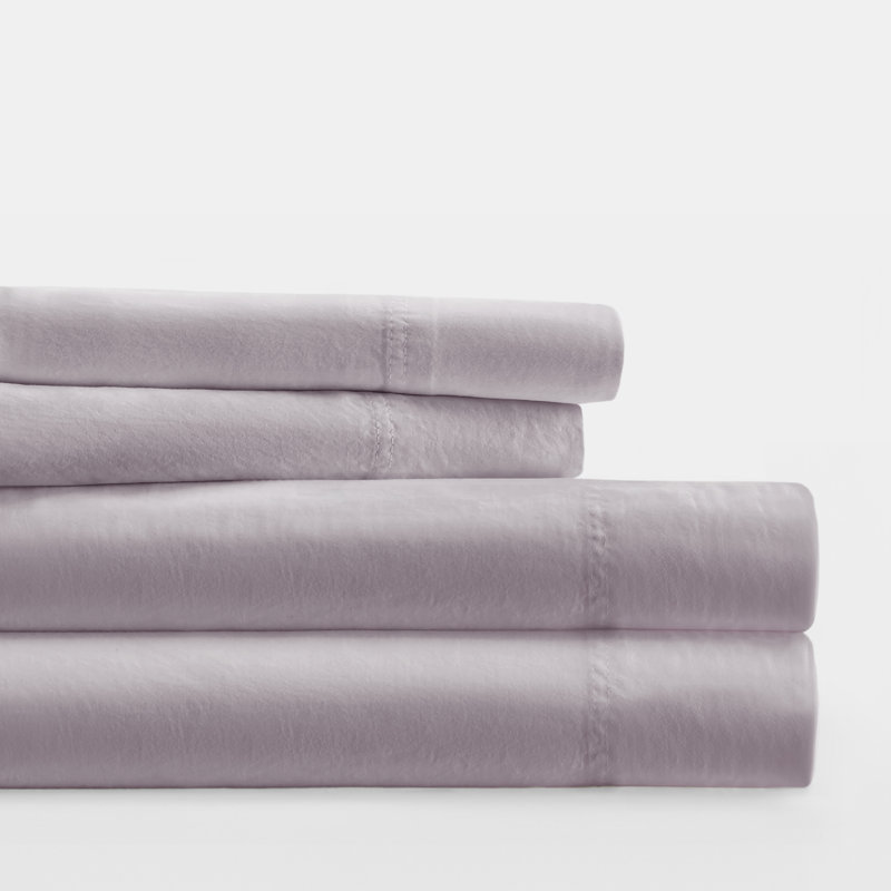 Sateen Long-Staple Cotton Deep Pocket Sheet Set, Mauve, Split King Sheet Set with 2 Pillowcases