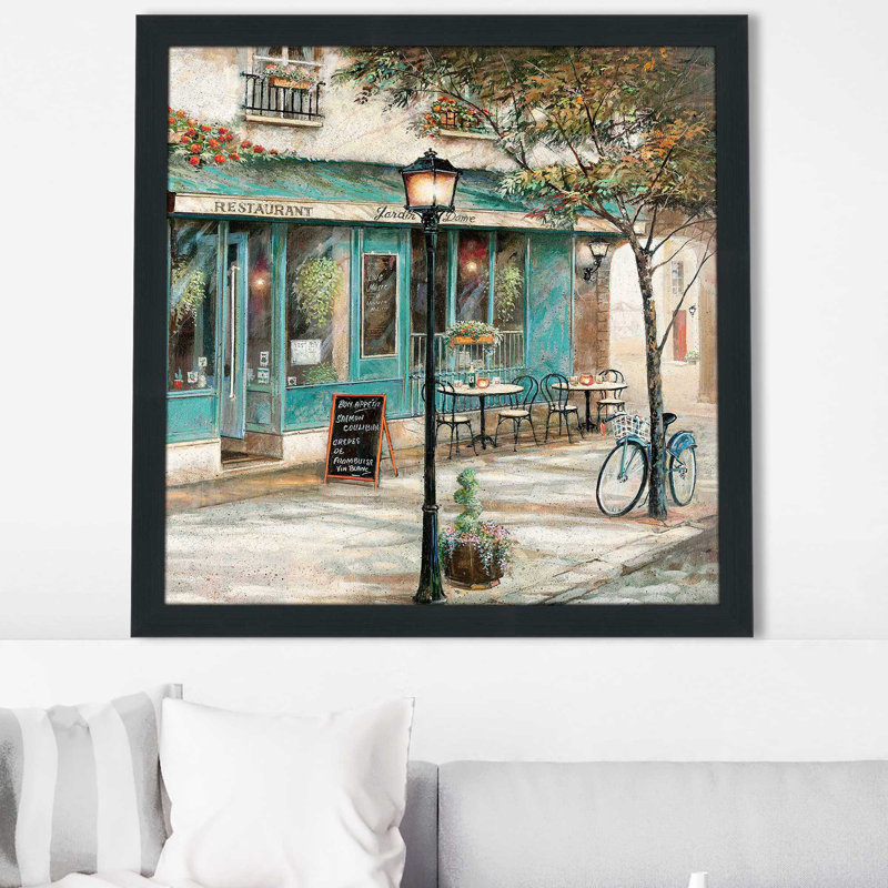 Rue du jardin II par Ruane Manning - Peinture, Cadre espresso, H 25,5 po x l 25,5 po x P 1 po