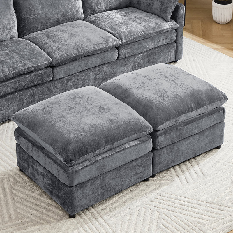 Repose-pieds carré 28 po (ensemble de 2), Gris