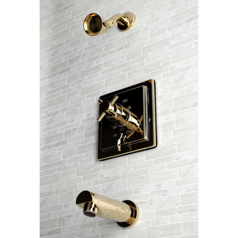 Kingston Brass Single-Handle Pressure Balanced Tub and Shower Faucet, Polished Brass