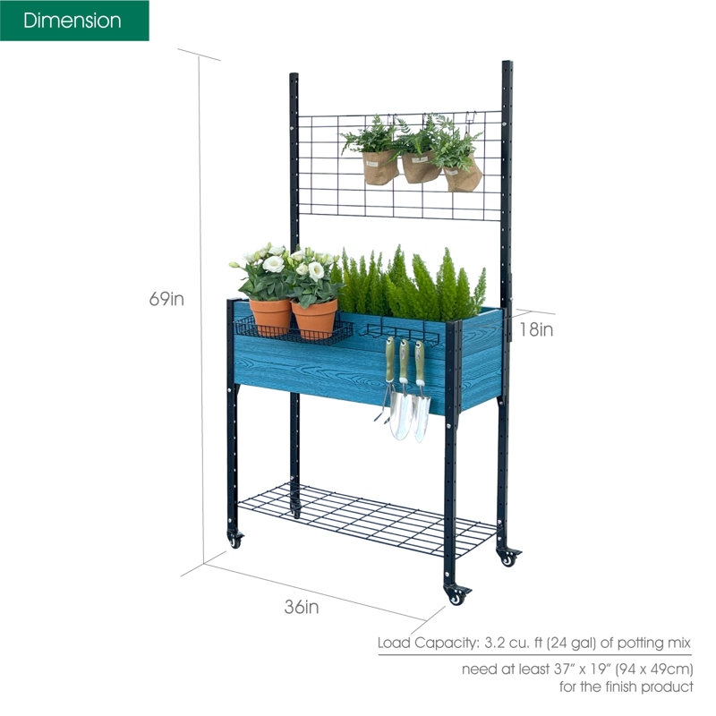 Self-Watering Elevated Planter with Trellis