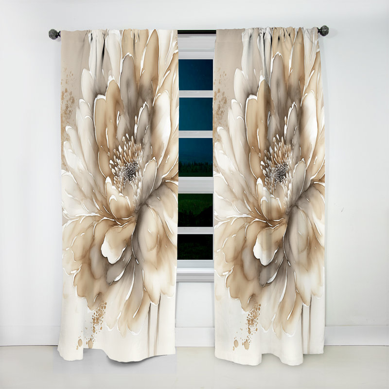 Rideau simple occultant à motif floral simple beige IV, L 52 po x L 108 po