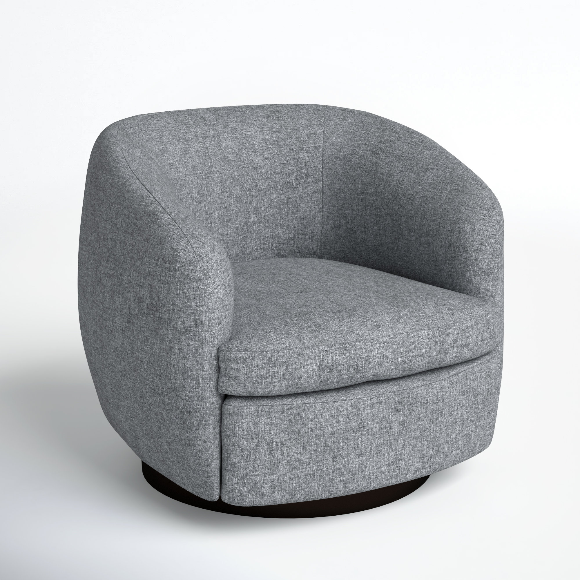 Marcy Upholstered Swivel Barrel Chair, Light Gray