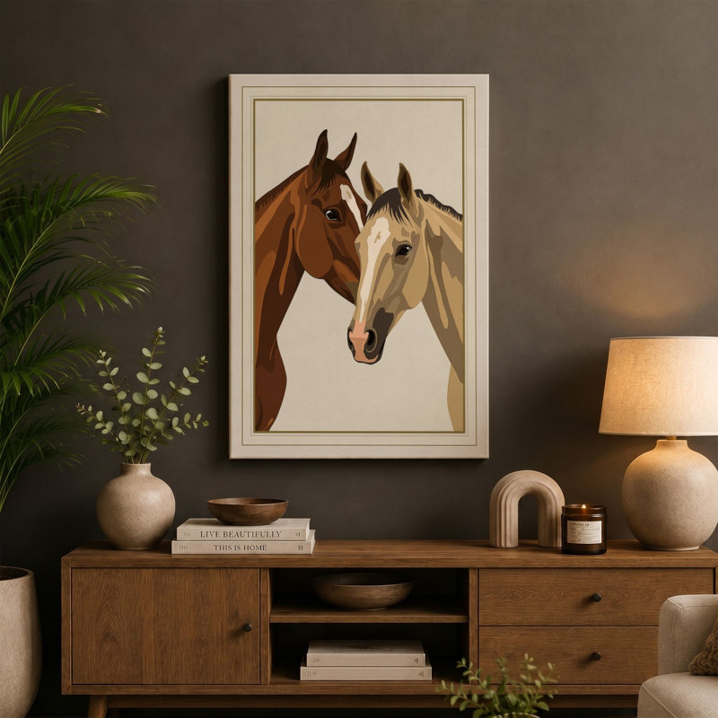 Companions in Profile Realistic - Wrapped Canvas, 36x24 - 91.4 x 61.0 cm, Taupe Border