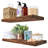 Sorbus Wood Floating Shelves for Wall - Long 24” Solid Wood Wall Shelves for Bathroom Decor, Books, Bedroom & Living Room - Set of 2. Brown-111103426-124322103