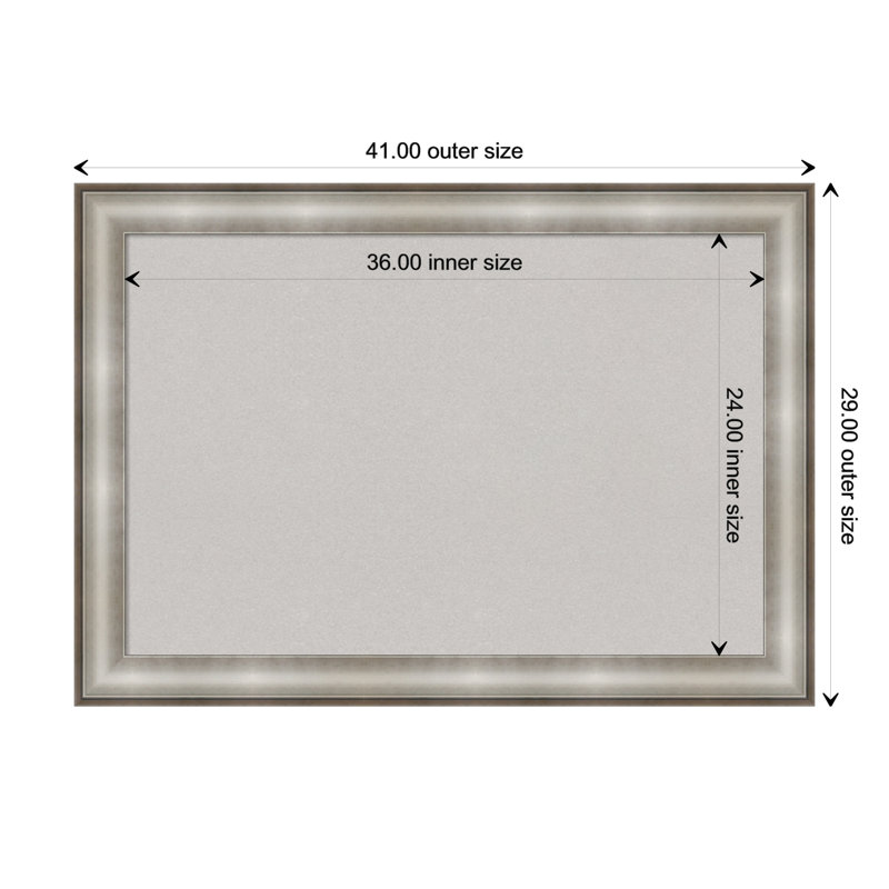 Wall Cork Small Bulletin Board, 29" x 41", Silver