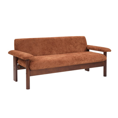 Canapé de 69,9 po en chenille de 69 po avec accoudoirs rembourrés et pieds cousus en bois d'hévéa