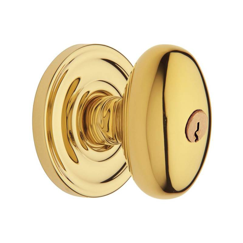 Egg Keyed Door Knob, Yes, Lifetime (PVD) Polished Brass, Keyed Alike