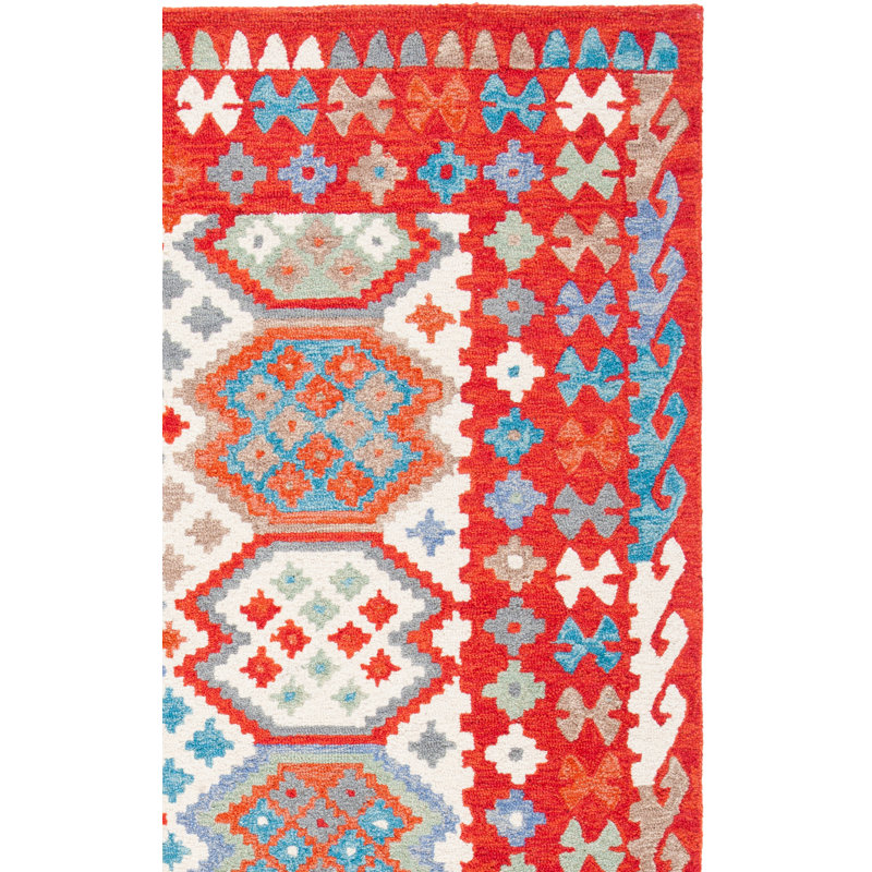 Tapis rouge / ivoire Horwich 413, Carré 7 pi