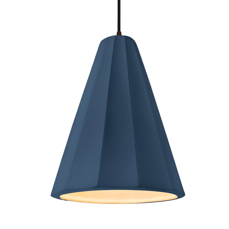Radiance - luminaire suspendu 1 lumière cannelé - ciel de minuit avec intérieur blanc mat - bronze foncé - l 9 po x H 13 po - ampoule remplaçable - cordon noir