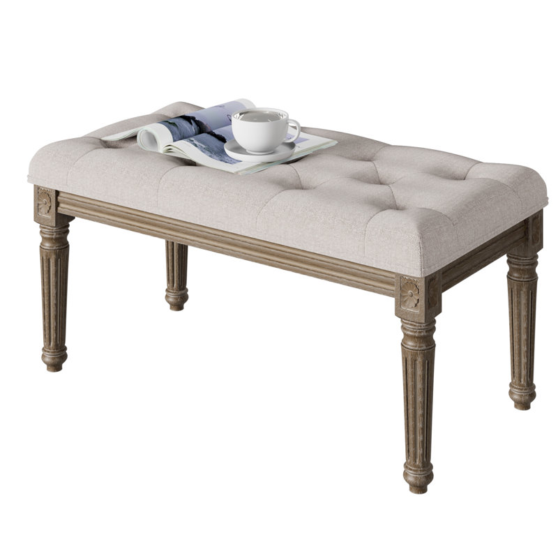 Montigny Linen Upholstered Bench, 47 x 43 x 80 cm