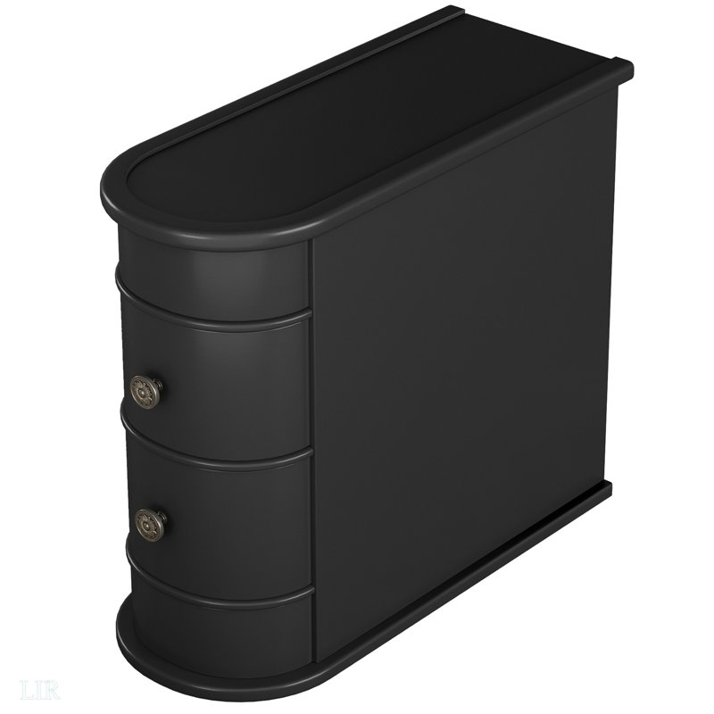 10.8 Inches Narrow Black End Table With 2 Drawers – Fully Assembled Solid Wood Side Table, Slim Nightstand For Small Spaces, Vintage Bedside Table, No Assembly Required, End Table
