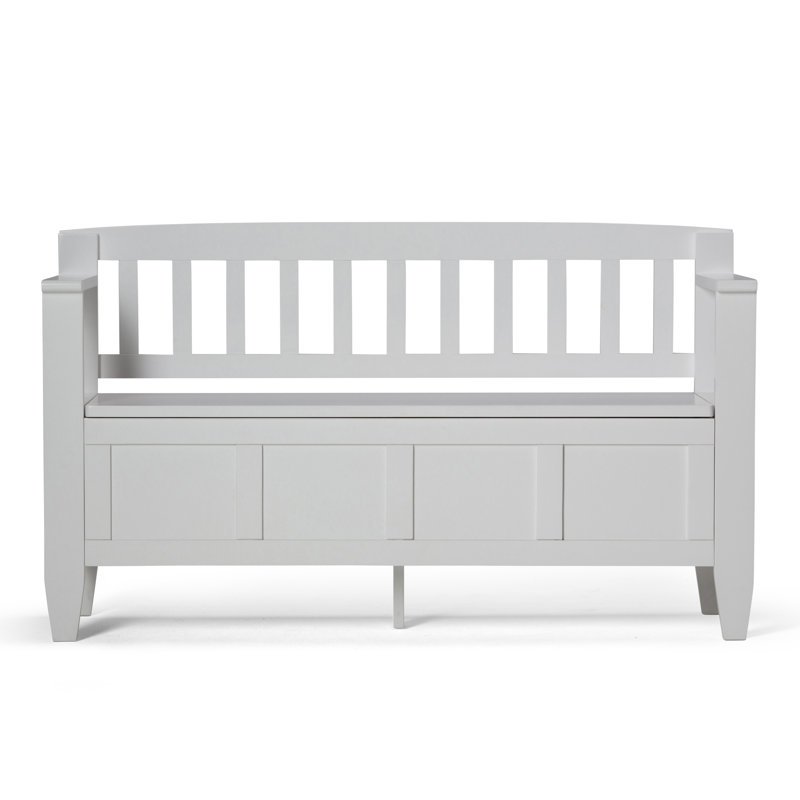 Brooklyn 48"W Solid Wood Contemporary Entryway Storage Bench with Lift-Up Lid, White