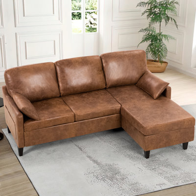 Suede Fabric Sectional Sofa W/Usb Port, Reversible L-Shaped Couch W/Storage Chaise, Modern Convertible Sofa For Living Room, Studio, Office