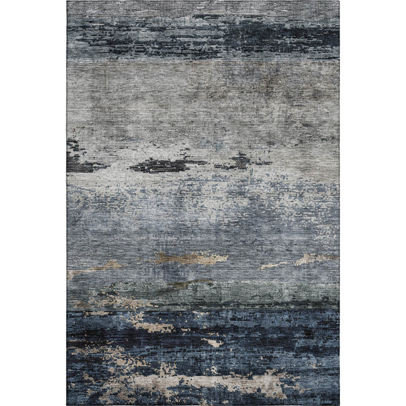 Tapis abstrait lavable à la machine Premium AMF1195 Lyndhurst, Rectangle 10 pi x 14 pi