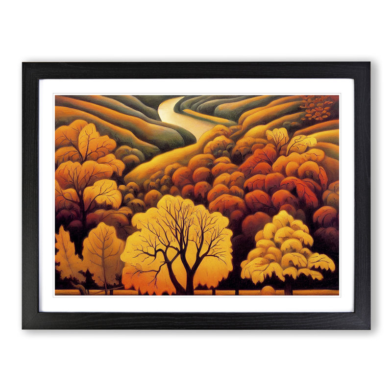 Magical Autumn Forest - Single Picture Frame Painting, Black, 46cm H x 64cm W x 2cm D