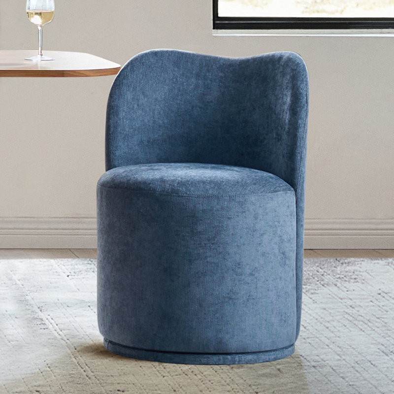 Clester Modern 360-Degree Swivel Dining Chair, Navy