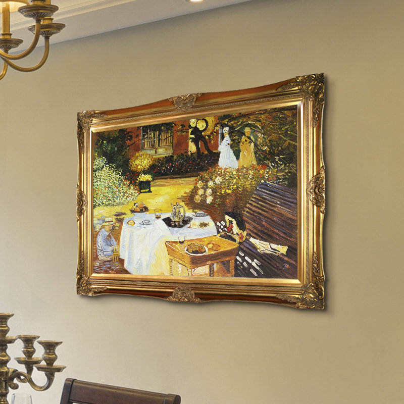 «Alaric The Luncheon» par Claude Monet - reproduction d'art sur toile encadrée, H 32 po x l 44 po x P 2 po, Or victorien
