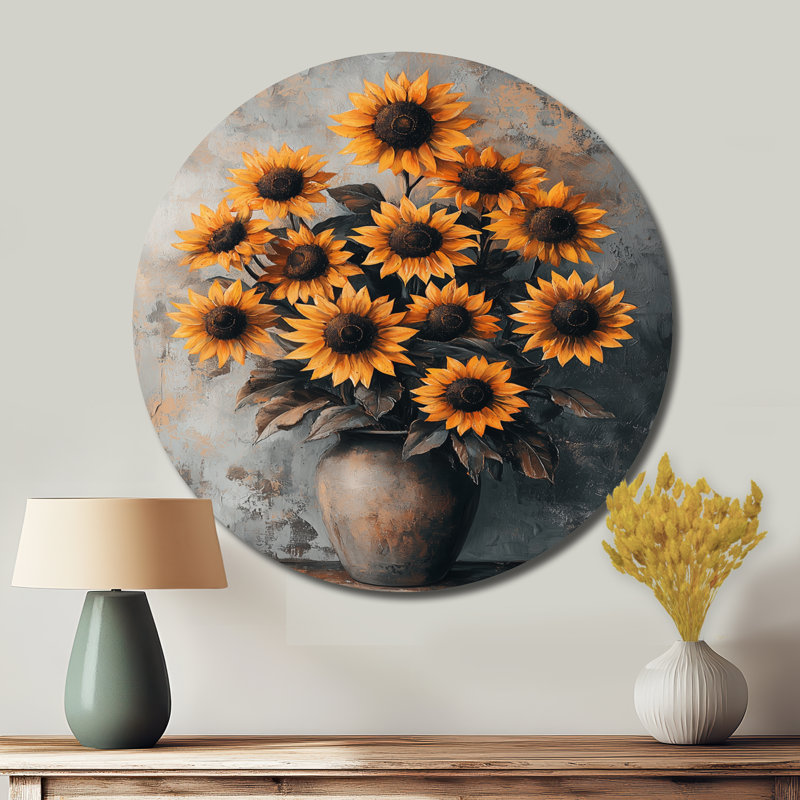 Sunflowers Farmhouse Grace - Tournesols, impression murale sur métal, H 23 po x l 23 po