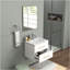 Ensemble de meuble-lavabo mural 24 po avec lavabo et miroir, deux tiroirs, lavabo en céramique, structure en aluminium argenté, assemblage facile, poignée longue en métal doré, 2 tiroirs de rangement, blanc brillant-1478150025