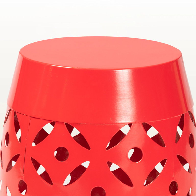 Winter Metal Outdoor Side Table, Red, 18.09" H x 11.82" W x 11.95" D