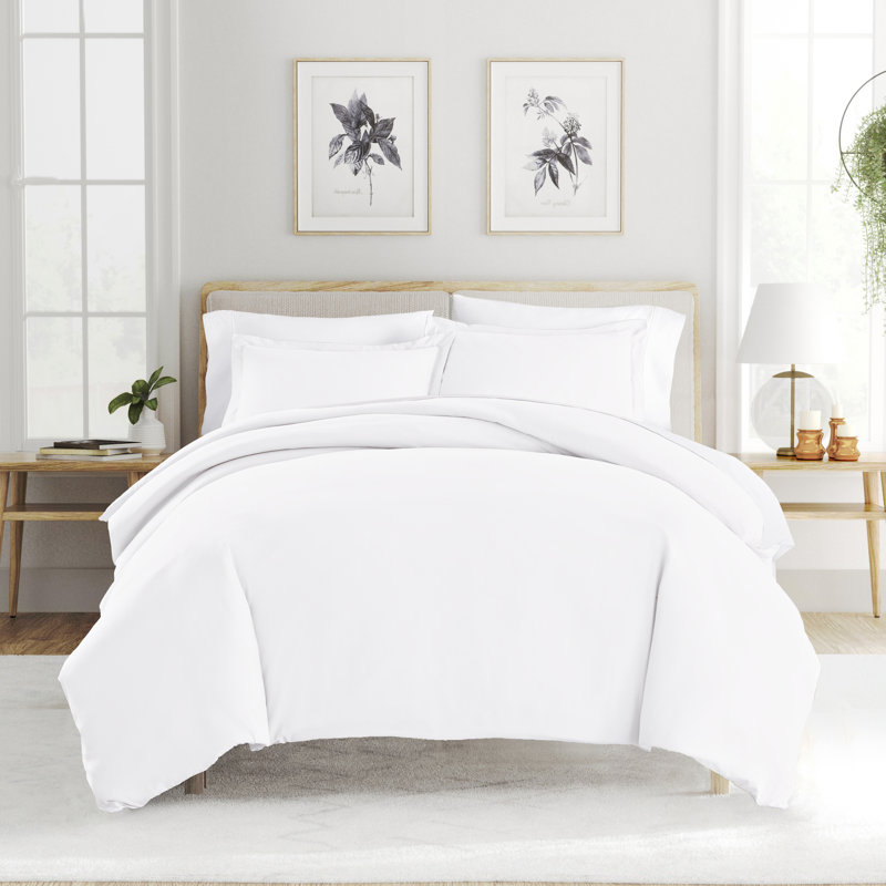 Super Soft Double Brushed Duvet Cover Set, Full/Queen Duvet Cover + 2 Standard Shams, White