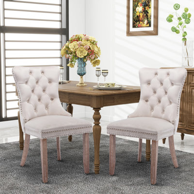 Milva Velvet Dining Chairs Upholstered High-end Tufted Dining Room Chair with Nailhead Back Ring