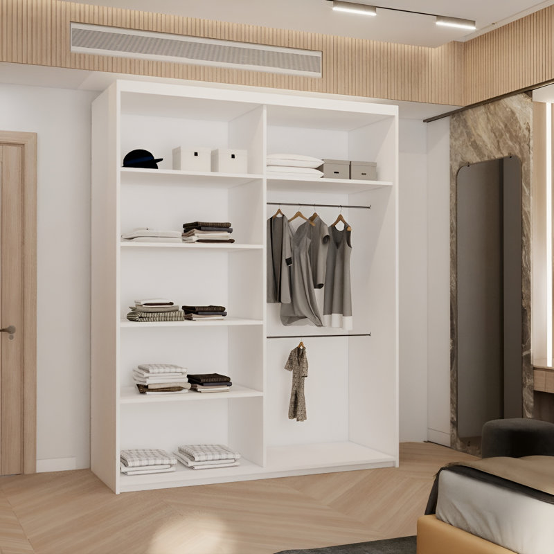 Cherith 2 Door Wardrobe, 217cm H x 180cm W x 62cm D, White