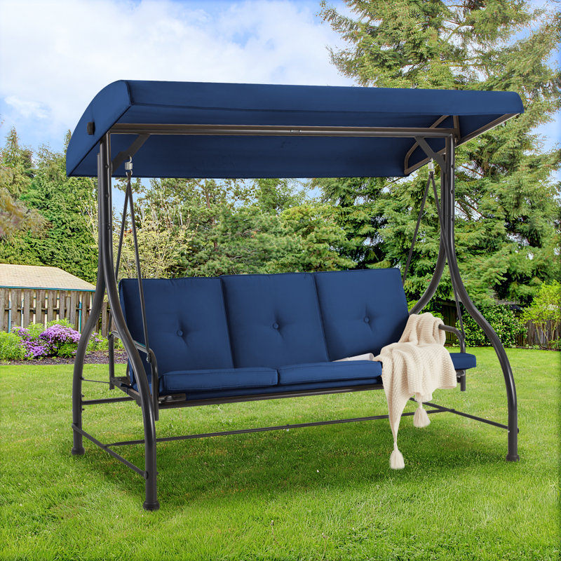 3 Person Porch Swing with Canopy, Blue