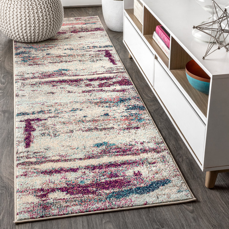 Tapis crème / rose Lasley, Tapis de couloir 2 pi 3 po x 8 pi
