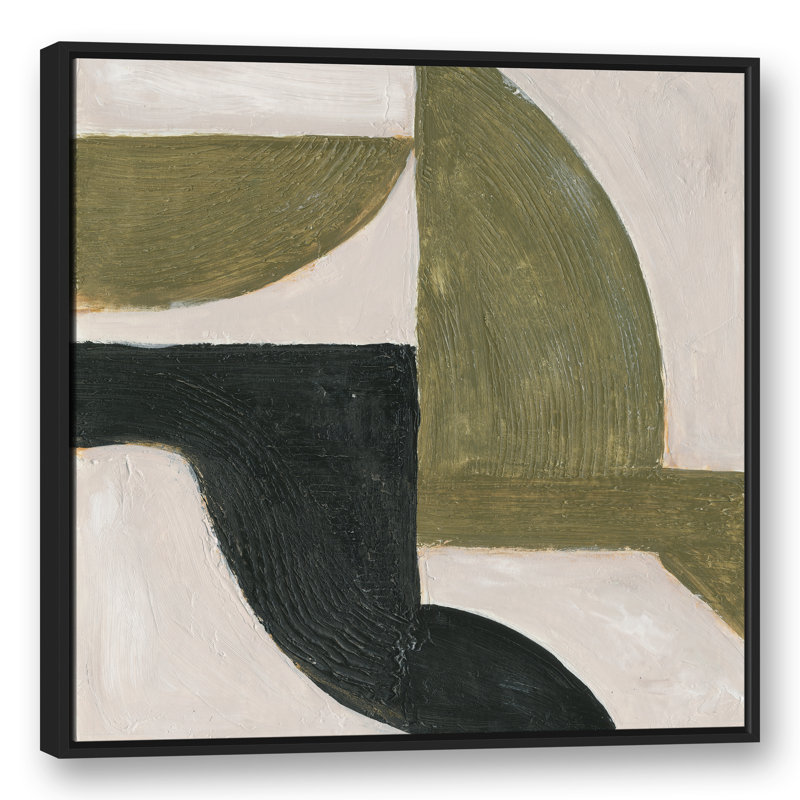 Abstract Moody Shapes Acrylic Painting Print , Floater Framed Canvas, 37.75" H x 37.75" W, Black