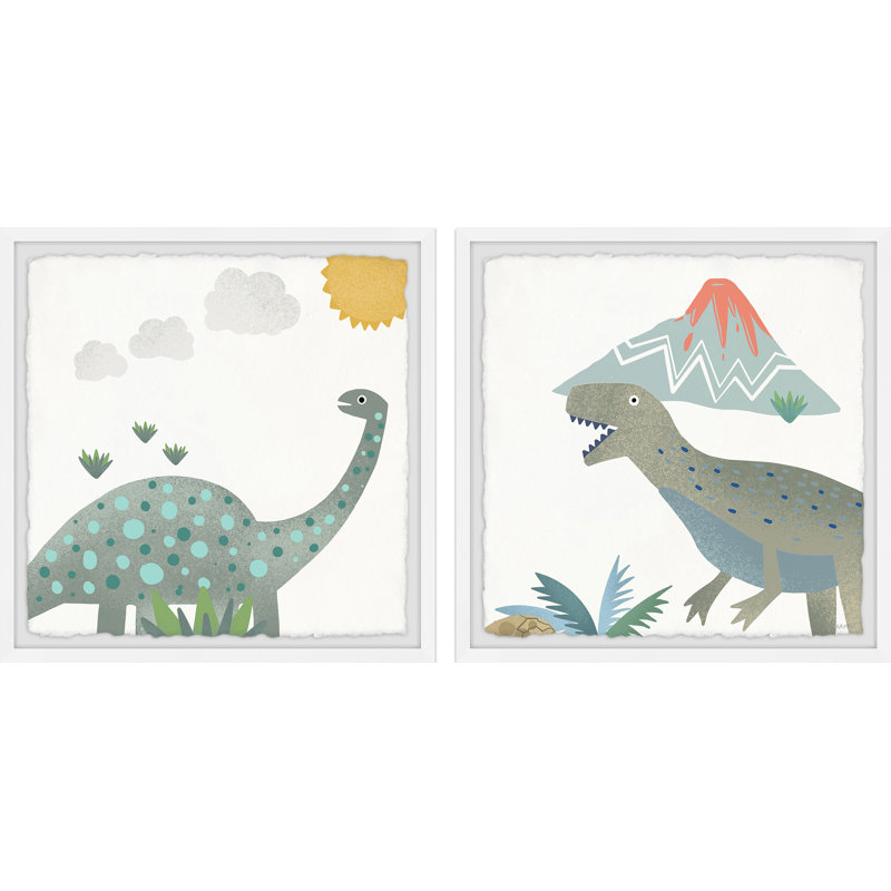 Ackerman Dinosaur Adventure, ensemble de 2 reproductions encadrées, H 12 po x l 12 po x P 1,5 po