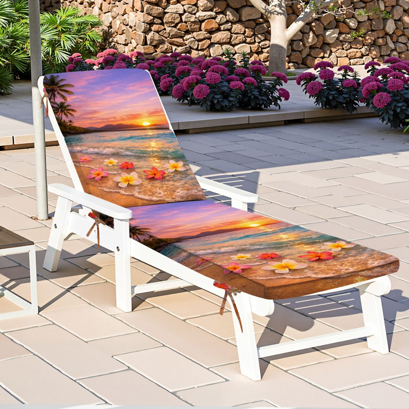 Coussin de patio pour l'extérieur 3 po Tropical Sunset Beach Turquoise Waves Floating Pink Plumeria