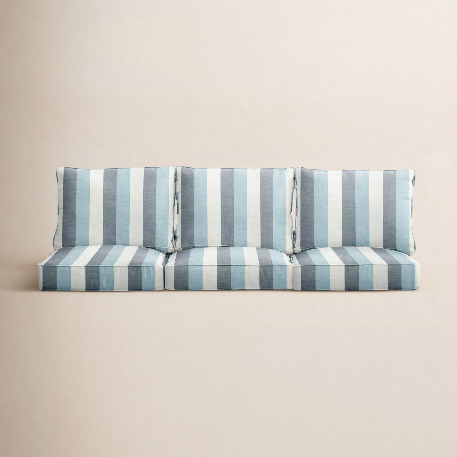 Minorca Sunbrella® Seat and Back Cushion, Blue Stripe Sunbrella®, 22.5" W x 22.5" D