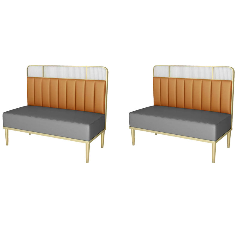 Banc rembourré en similicuir Light Luxury, Orange / gris clair