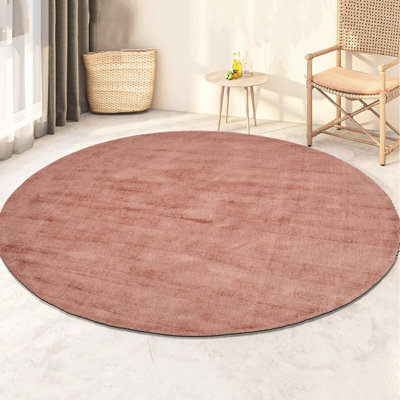 Round Natelege Solid Colour Hand Woven 115cm X 115cm Area Rug