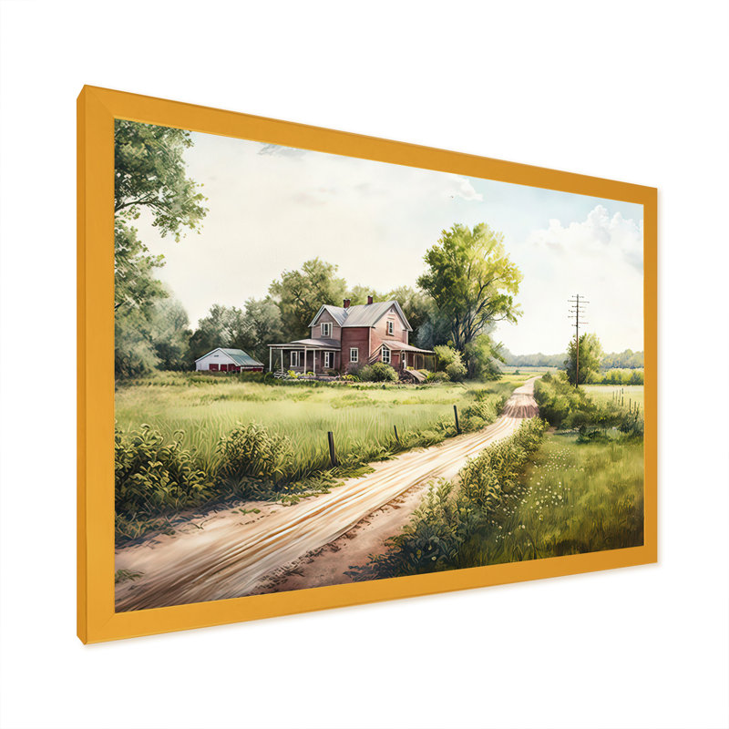 «Beautiful Barn In Spring IV», art mural sur toile, H 16 po x l 32 po x P 1 po, Cadre doré