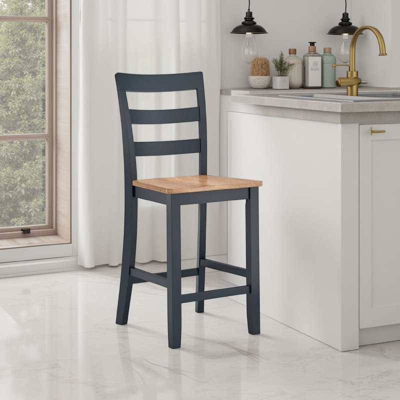 Ensemble de 2 chaises à hauteur de comptoir de 24 po Gasy, Bleu très foncé