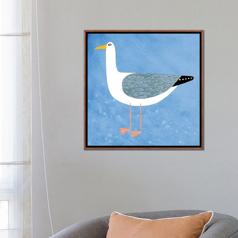 « Seagull » par Nic squirrell-impression, H 26 po x l 26 po x P 1,5 po, Toile classique avec cadre brun, Pas de tapis